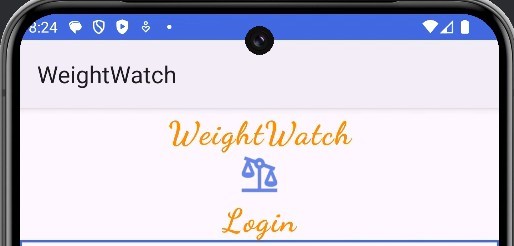 WeightWatch Android application login screen